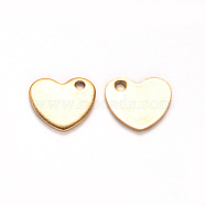 Ion Plating(IP) 304 Stainless Steel Stamping Blank Tag Charms, Heart, Golden, 9x10x1mm, Hole: 1mm(X-STAS-M238-01)