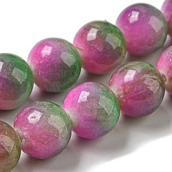 Dyed Natural Jade Beads Strands, Round, Camellia, 9.5~10mm, Hole: 1.2mm, about 40pcs/strand, 15.94 inch(40.5cm)(G-F764-03C)