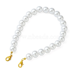 ABS Plastic Imitation Pearl Round Beaded Purse Straps, with Alloy Lobster Claw Clasps, Seashell Color, 12-3/8x1/2 inch(31.5x1.4cm)(AJEW-FZ00003)