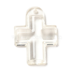 Translucent Resin Pendants, Religion Cross Charms, Clear, 36.5x26x7mm, Hole: 1.8mm(RESI-P022-01C)