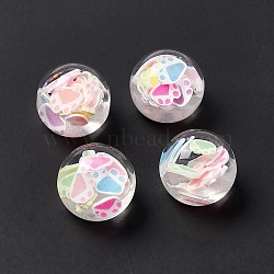 Transparent Acrylic Cabochons, with Polymer Clay Paw Print, Round, Colorful, 18x15.5mm(OACR-C009-24)