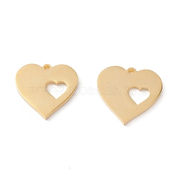 201 Stainless Steel Stamping Blank Tag Pendants, Manual Polishing, Heart Vacuum Plating , Real 18K Gold Plated, 16x16x1.5mm, Hole: 1.2mm(STAS-F231-042G)