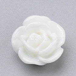 Resin Cabochons, Rose Flower, White, 10x5mm, Bottom: 7~8mm(CRES-Q197-29S)