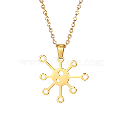 Stainless Steel Pendant Necklaces, Flower, Real 18K Gold Plated, No Size(ZG4018-1)