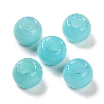 Natural Dyed Jade European Beads, Large Hole Beads, Round, 12x9~9.5mm, Hole: 5.5~6mm