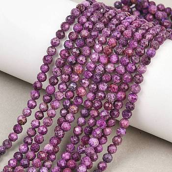 Heated Natural Sugilite Beads Strands, Round, Faceted, 4mm, Hole: 0.7mm, about 101~102pcs/strand, 14.96~15.28''(38~38.8cm)
