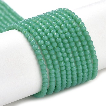 Glass Imitation Jade Beads Strands, Faceted Round, Light Sea Green, 2x2mm, Hole: 0.6mm, about 184pcs/strand, 14.49''(36.8cm)