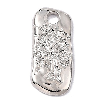 Alloy Pendants, Long-Lasting Plated, Oval with Tree & Word Dream, Real Platinum Plated, 29x13x2mm, Hole: 4x3mm