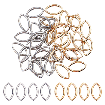 40Pcs 2 Colors 304 Stainless Steel Linking Rings, Marquise Links, Horse Eye, Mixed Color, 21x12~12.2x2~2.2mm, Hole: 16.5x7mm, 20pcs/color