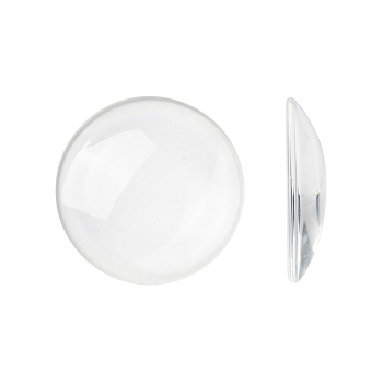 Transparent Glass Cabochons, Flat Round, Clear, 45x8mm