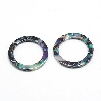 Cellulose Acetate(Resin) Pendants, Ring, Turquoise, 29.5x29.5x2.5mm, Hole: 1.5mm