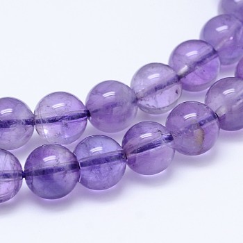 Natural Amethyst Round Bead Strands, Grade AB, 4mm, Hole: 0.7mm, about 95pcs/strand, 15.5 inch