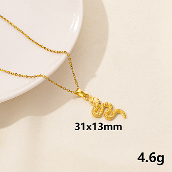 304 Stainless Steel Serpentine Pendant Necklaces, Cable Chain Necklaces