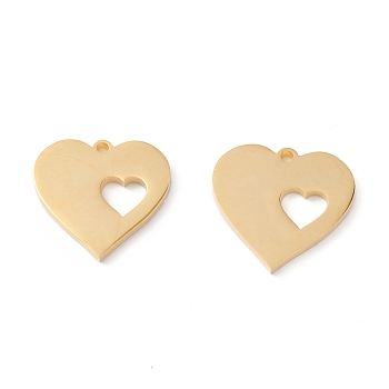 201 Stainless Steel Stamping Blank Tag Pendants, Manual Polishing, Heart Vacuum Plating , Real 18K Gold Plated, 16x16x1.5mm, Hole: 1.2mm
