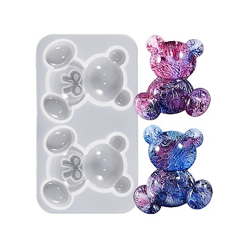 Keychain Charms Silicone Molds, Resin Casting Molds, for UV Resin, Epoxy Resin Jewelry Making, Bear Pattern, 68x120x18mm, Inner Diameter: 54x54mm