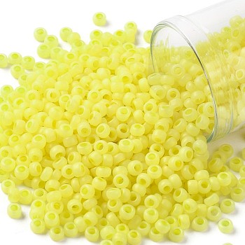 TOHO Round Seed Beads, Japanese Seed Beads, Frosted, (902F) Canary Yellow Pearl Matte, 8/0, 3mm, Hole: 1mm, about 1110pcs/50g