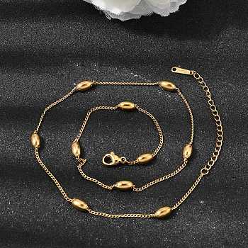 Unisex 304 Stainless Steel Oval Curb Chain Necklaces, Golden, 15.75 inch(40cm)