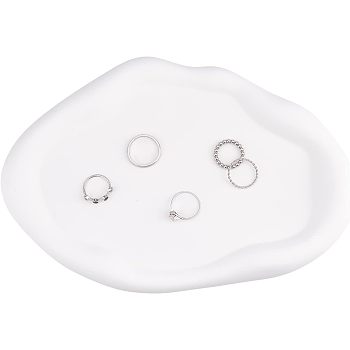 Gesso Jewelry Dish, Display Plate, Cosmetics Organizer Storage Tray, Cloud, White, 240x165x14.5mm