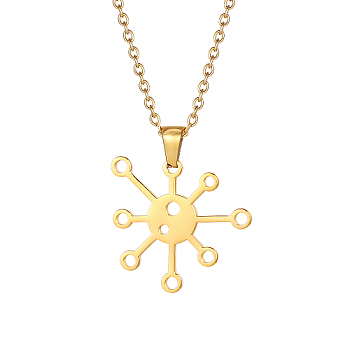 Stainless Steel Pendant Necklaces, Flower, Real 18K Gold Plated, No Size