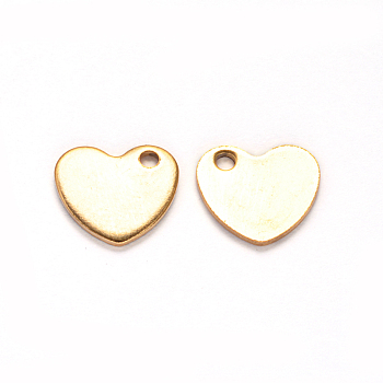 Ion Plating(IP) 304 Stainless Steel Stamping Blank Tag Charms, Heart, Golden, 9x10x1mm, Hole: 1mm