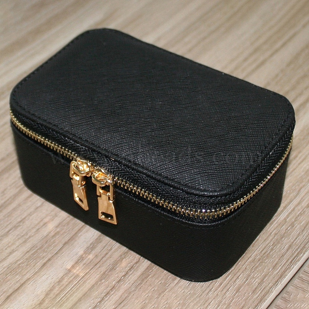Jewelry Box ~ Black Leather Travel Jewelry Case Box for a 3 Rd