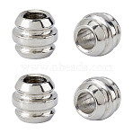 4Pcs Drum 304 Stainless Steel European Beads, for EDC Knife String Pendant Parachute String Tool, Large Hole Beads, Stainless Steel Color, 12x11mm, Hole: 6mm(STAS-DC0017-29)