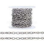 304 Stainless Steel Textured Cable Chains, Unwelded, with Spool, Stainless Steel Color, 5~7x4x1mm(CHS-WH0020-004P)