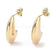 304 Stainless Steel  Stud Earrings, Crescent Moon, Real 14K Gold Plated, 22x5.5mm(EJEW-H115-14G)