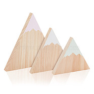 Snow Mountain Shape Wood Ornaments, for Kids Room Decorations, Photography Props, Mixed Color, 80x91x15mm, 3pcs/set(DJEW-WH0050-28A)