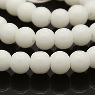 Round Glass Beads Strands, White, 6mm, Hole: 1mm, about 69pcs/strand, 16.1 inch(GLAA-A025-6mm-03)