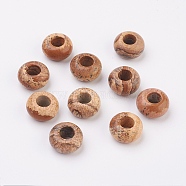 Natural Picture Jasper European Beads, Large Hole Beads, Rondelle, 14x7~8mm, Hole: 6mm(G-G740-14x8mm-03)