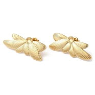 Ion Plating(IP) 304 Stainless Steel Stud Earrings, Butterfly, Real 14K Gold Plated, 16x39mm(EJEW-Z022-32G)