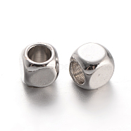 Cube Brass Spacer Beads, Platinum, 3x3x3mm, Hole: 2mm(X-KK-L129-46P)