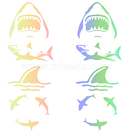 8Pcs 4 Styles PET Self-Adhesive Stickers, for Car Decorative Presents, Shark, Colorful, 84~102x43~93x0.2mm, 2pcs/style(STIC-GF0001-31B)