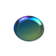 Flat Round Stainless Steel Jewelry Plates, Storage Tray for Rings, Necklaces, Earring, Rainbow Color, 100mm(X1-PW-WG54059-04)