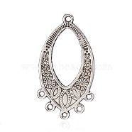 Oval Tibetan Style Alloy Chandelier Links, Antique Silver, 35x18x1mm, Hole: 1.5mm(PALLOY-M167-16AS)