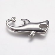 304 Stainless Steel Pendants, Shark, Stainless Steel Color, 40x21x11mm, Hole: 10x12mm(STAS-P225-064P)