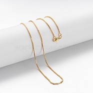 Brass Chain Necklaces, Box Chain, with Lobster Clasps, Golden, 18.1 inch(X-MAK-F013-02G)