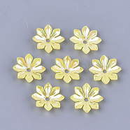 Opaque AS Plastic Bead Caps, Pearlized, Flower, Yellow, 35.5~36x35.5~36x7mm, Hole: 4.5mm, about 370pcs/500g(MACR-S365-01H)