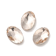 Glass Rhinestone Cabochons, Point Back & Back Plated, Faceted, Oval, Light Peach, 8x5.5x2.5mm(RGLA-P037-08B-D261)