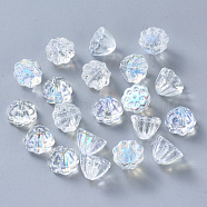 Transparent Spray Painted Glass Beads, AB Color Plated, Lotus Pod, Clear AB, 11x10.5x8mm, Hole: 1mm(GLAA-T016-31B)