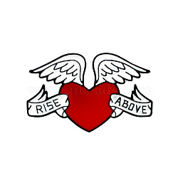Heart with Wing Enamel Pin, Word Rise Above Alloy Badge for Backpack Clothes, Red, 26x40mm(HEAR-PW0001-052A)