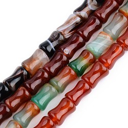 Natural Agate Beads Strands, Mixed Dyed and Undyed, Bamboo Joint Shaped, 12x8mm, Hole: 1.2mm, about 33pcs/strand, 15.55 inch(39.5cm)(G-S359-123)