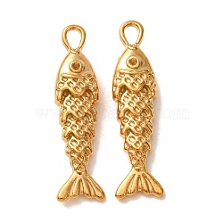 304 Stainless Steel Pendants, 3D Koi Fish Charms, Ion Plating(IP), Long-Lasting Plated, Real 18K Gold Plated, 39.5x9.5x6.5mm, Hole: 2.8x4mm(SA-CBA9EE2-08G)