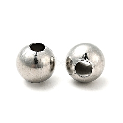 304 Stainless Steel Beads, Round, Stainless Steel Color, 10mm, Hole: 3mm(STAS-I021--10mm)