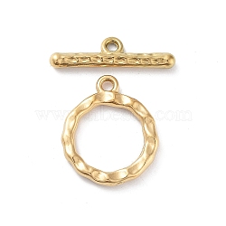 Ion Plating(IP) 304 Stainless Steel Ring Toggle Clasps, Real 18K Gold Plated, 19x16x2mm, Hole: 1.6mm(STAS-A092-09B-G)