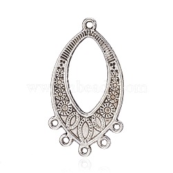 Oval Tibetan Style Alloy Chandelier Links, Antique Silver, 35x18x1mm, Hole: 1.5mm(PALLOY-M167-16AS)