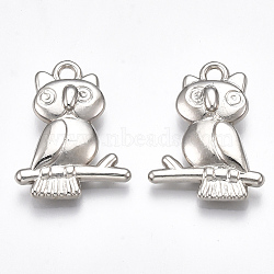 CCB Plastic Pendants, Owl, Platinum, 24x18.5x5mm, Hole: 2mm, about 1000pcs/500g(CCB-S160-95)