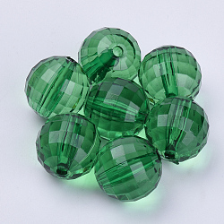 Transparent Acrylic Beads, Faceted, Round, Dark Green, 20x19.5mm, Hole: 2.9mm(X-TACR-Q254-20mm-V17)