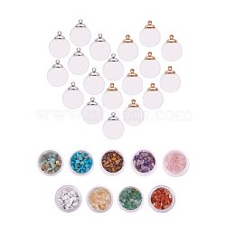 PandaHall Elite DIY Pendant Making, Blown Glass Globe Beads, Rack Plating Brass Pendant Bails and Natural/Synthetic Chip Beads, 118x72x35mm(DIY-PH0025-08)